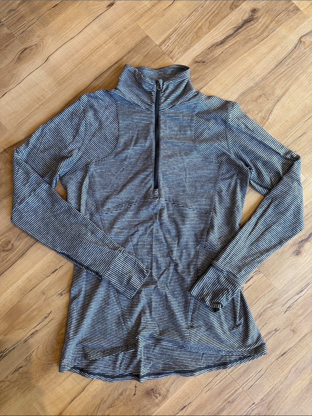 lululemon athletica Striped Half-Zip Long Sleeve Top in Black and White